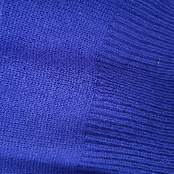 Chunky blue low back balloon sleeve sweater, long, loose crew neck, large - Picture 8 of 8